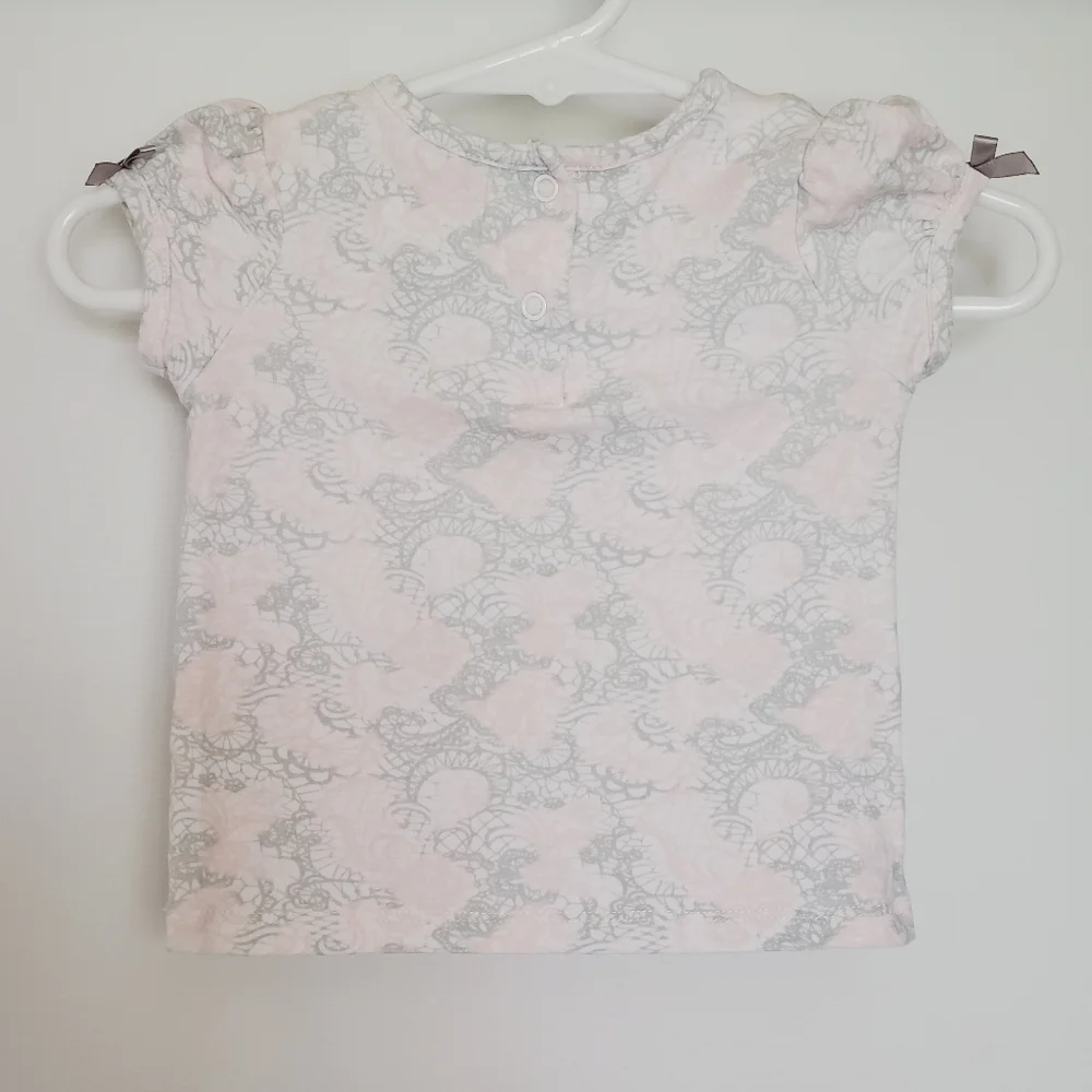 K1005 * Nanette Lepore Top & Tulle Skirt Set Pink Gray Size 12M